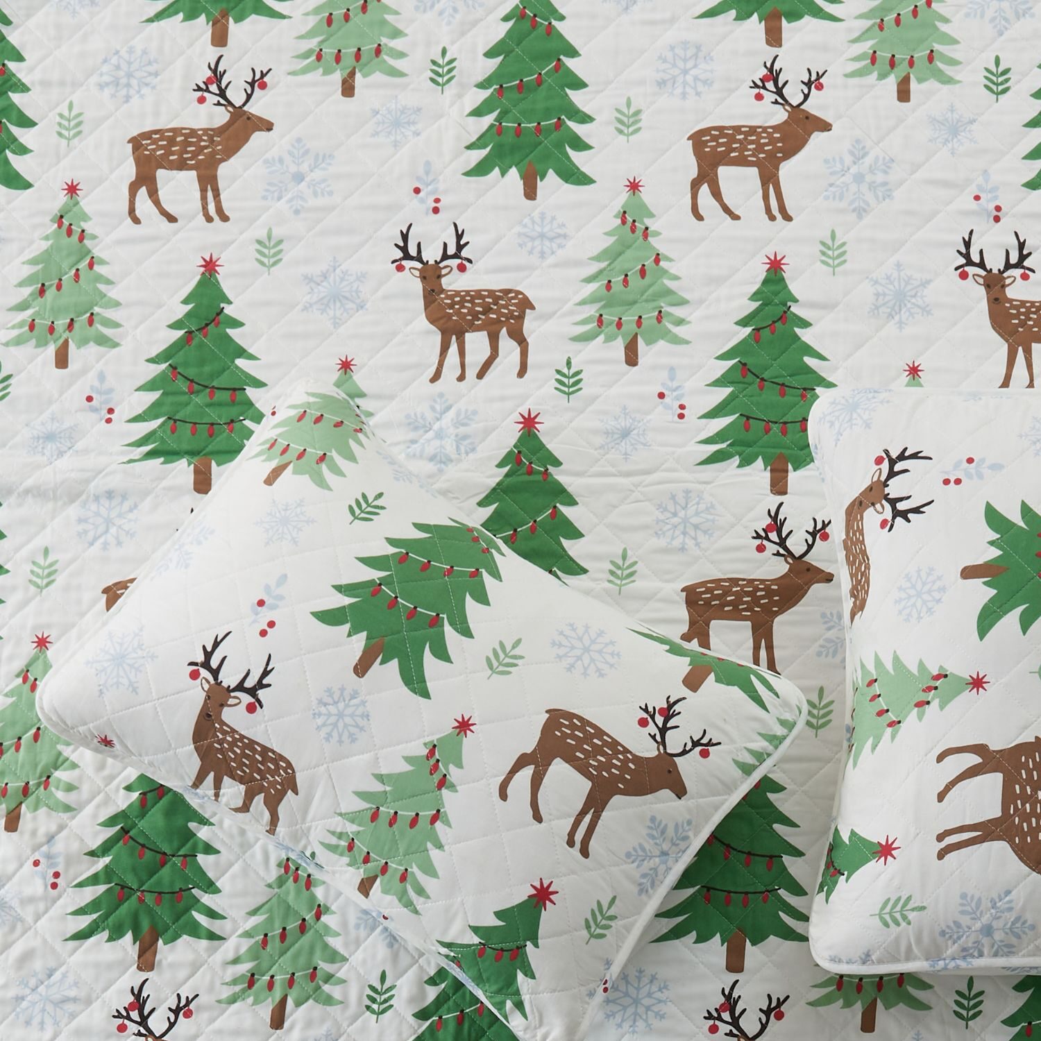 Linery Christmas Trees Reversible Quilt Set