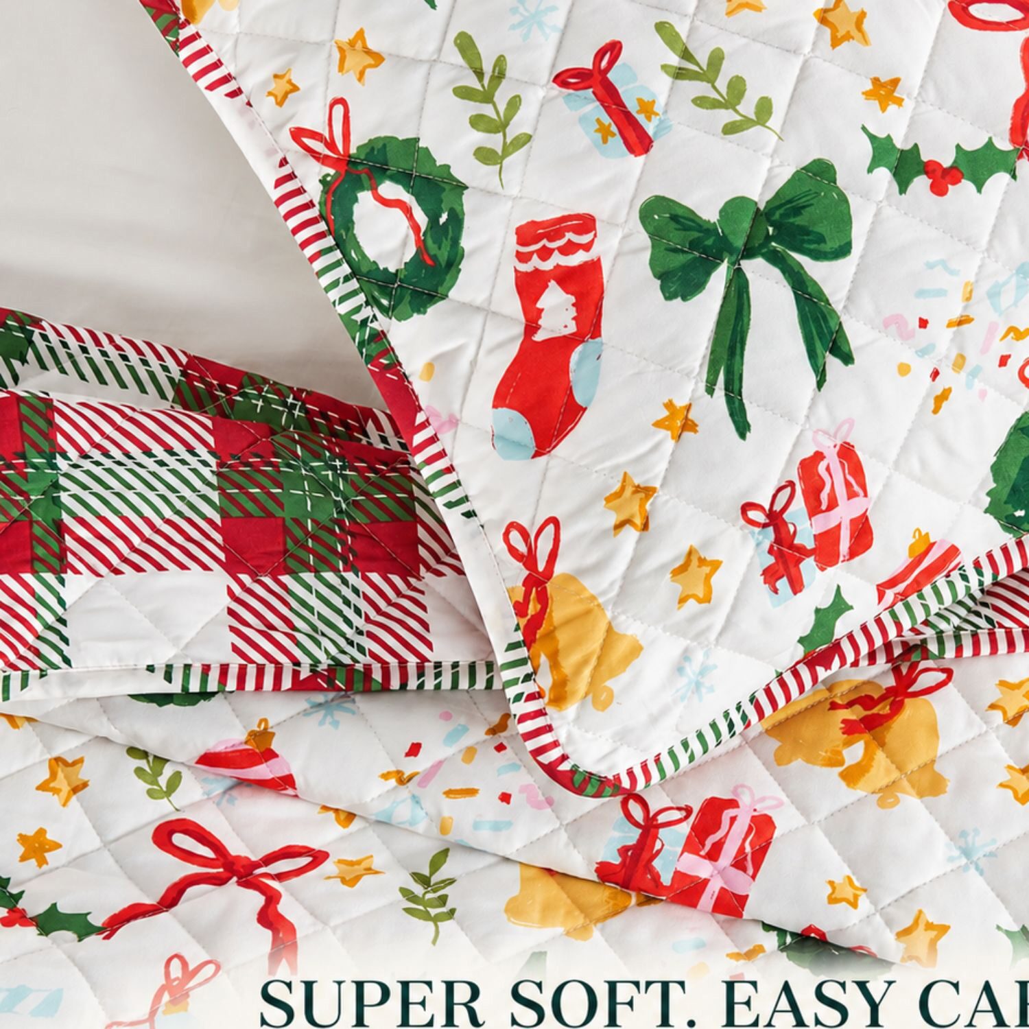 Linery Cheerful Holiday Quilt Set