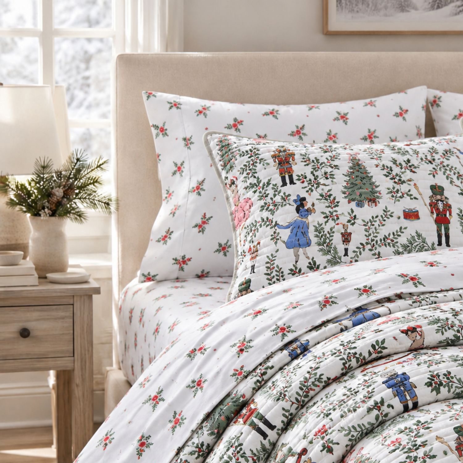 Linery Nutcracker Christmas Reversible Quilt Set