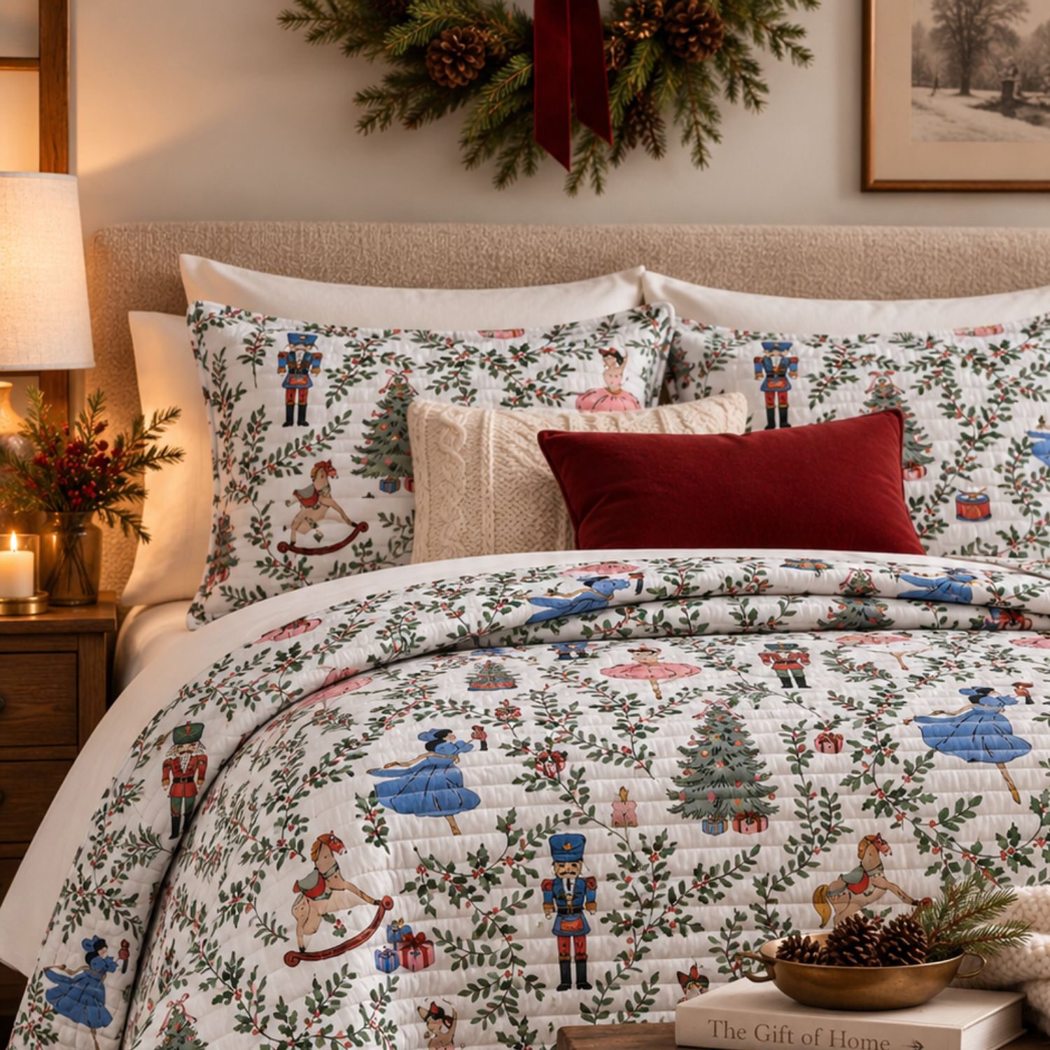 Linery Nutcracker Christmas Reversible Quilt Set
