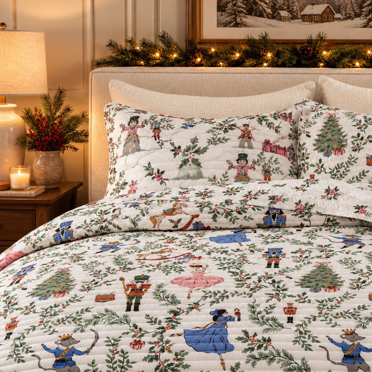 Linery Nutcracker Christmas Reversible Quilt Set