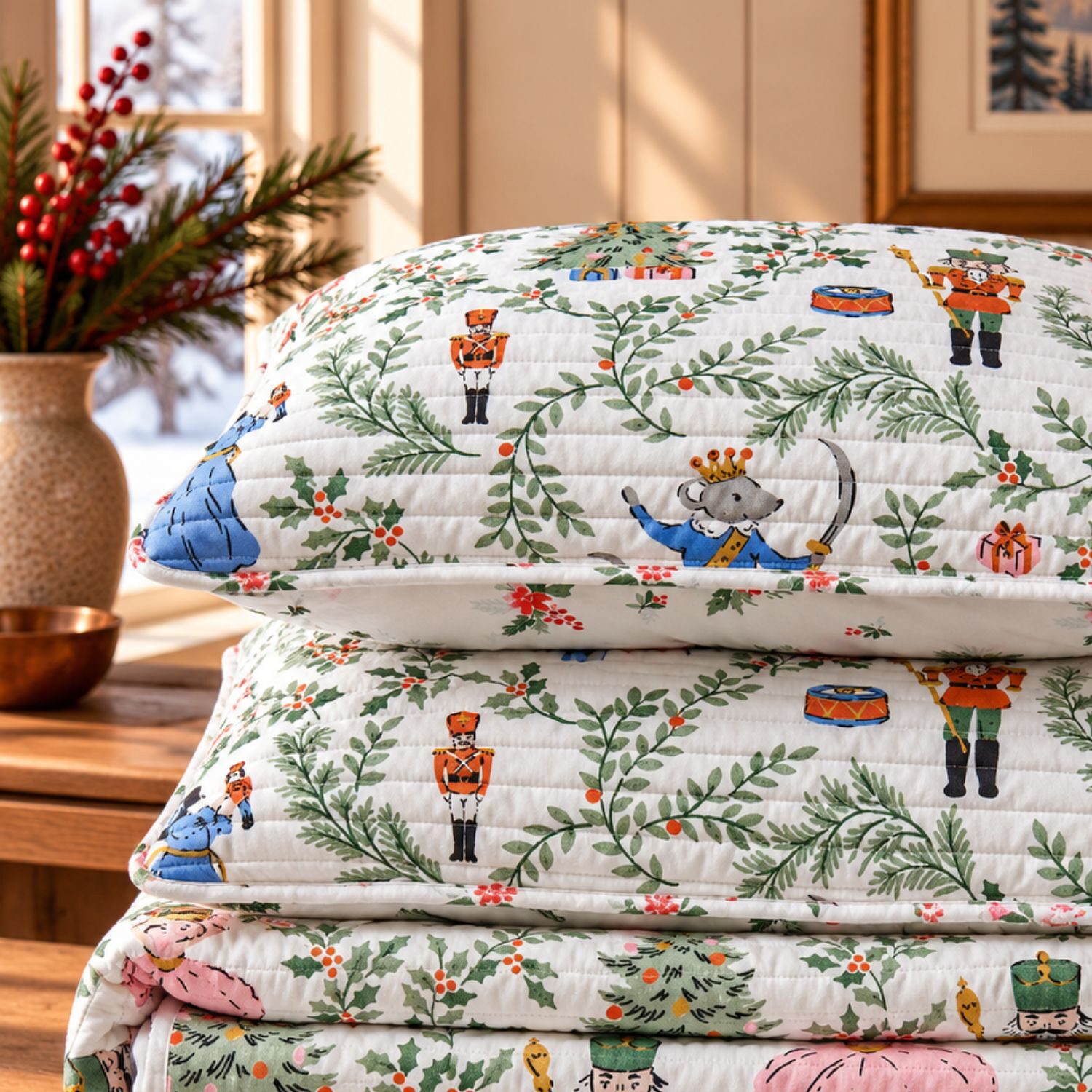 Linery Nutcracker Christmas Reversible Quilt Set