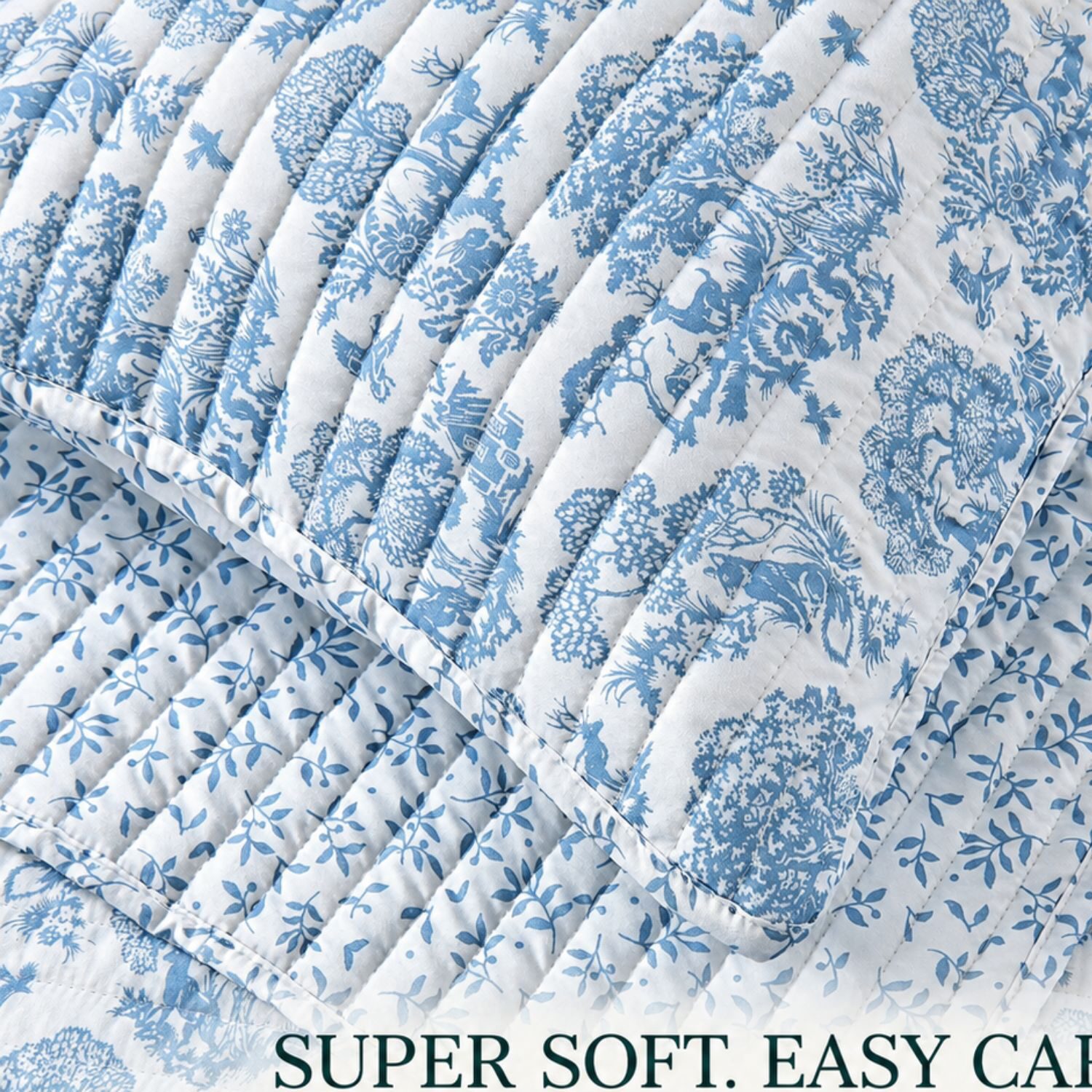 Linery Woodland Toile Holiday Reversible Quilt Set