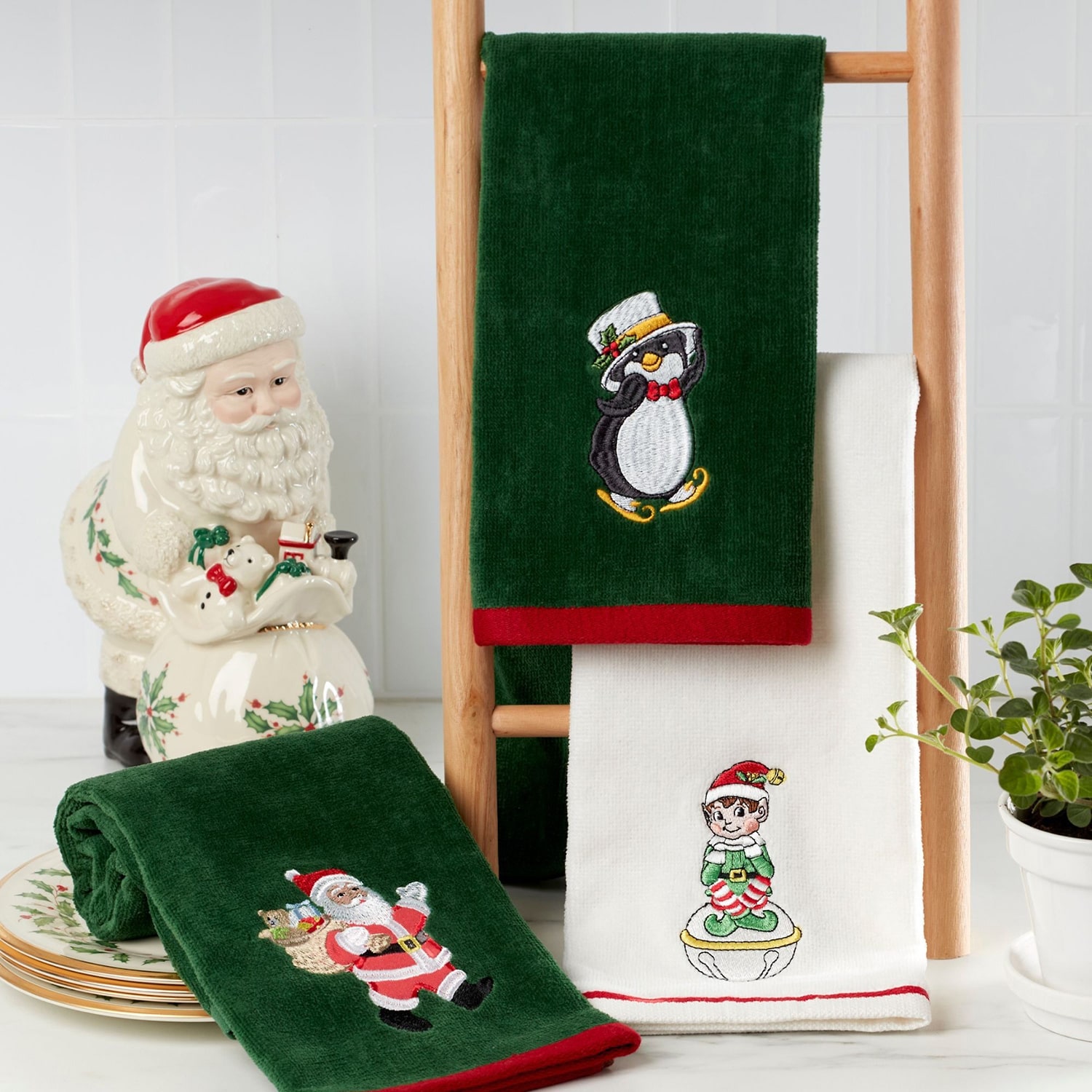 Lenox Holiday Elf Santa 3-pc. Kitchen Towel