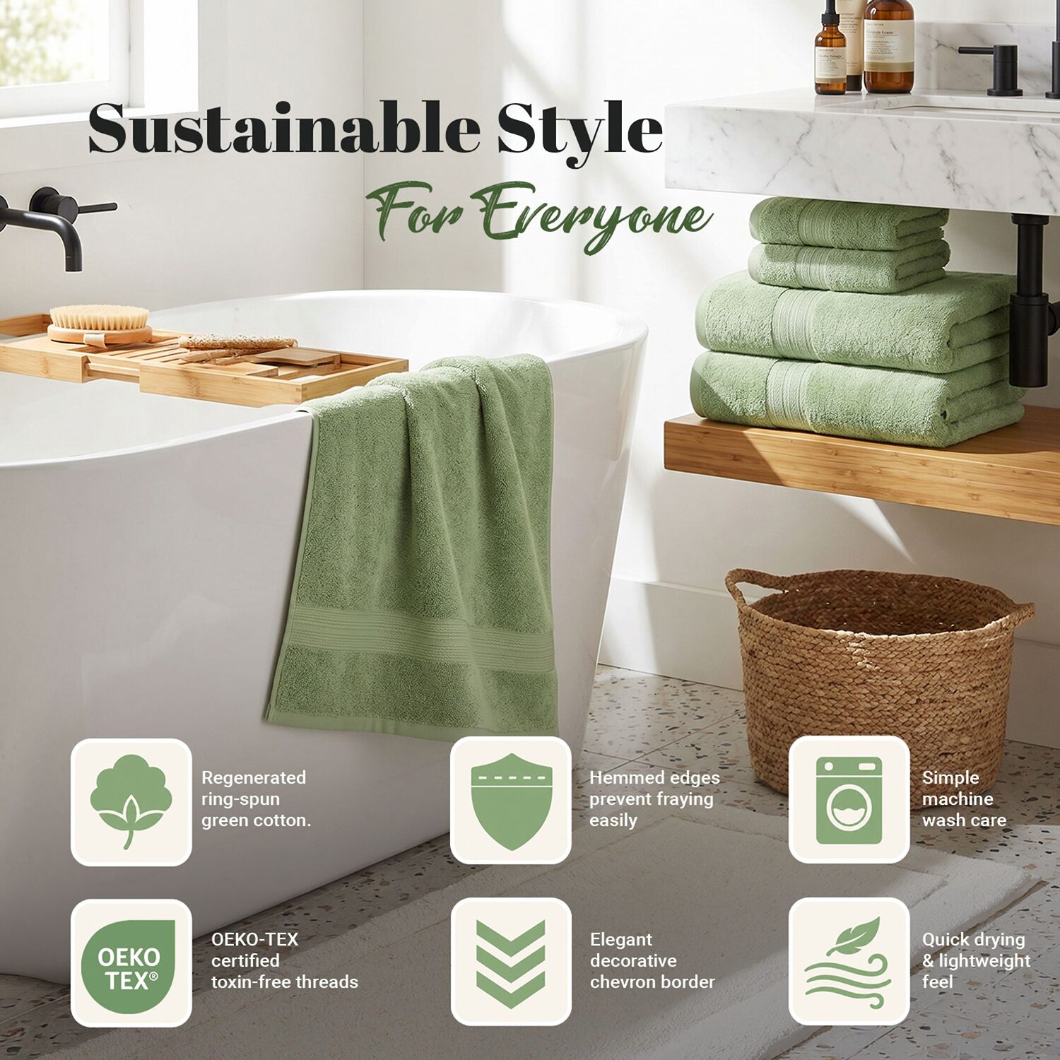 SUPERIOR® Eco-Friendly Cotton -pc. Quick Dry Bath Towel Set
