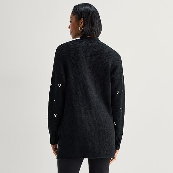 Worthington Womens V Neck Long Sleeve Open Front Cardigan, Color: Black ...