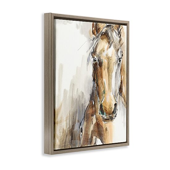 Stupell Industries Abstract Brown Horse Floater Framed Canvas Art ...