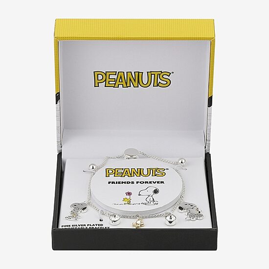 Womens Cubic Zirconia 10K Gold Over Brass Peanuts Snoopy Bolo Bracelet