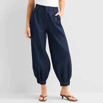 a.n.a Denim Pleated Balloon Trouser