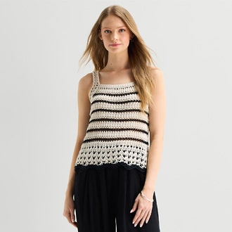 a.n.a Sleeveless Striped Pullover Sweater