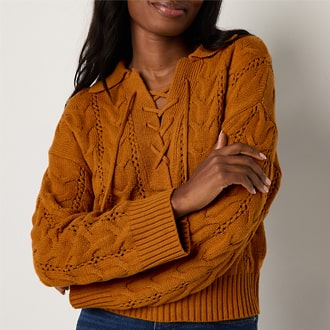 a.n.a Tie Neck Pullover Sweater