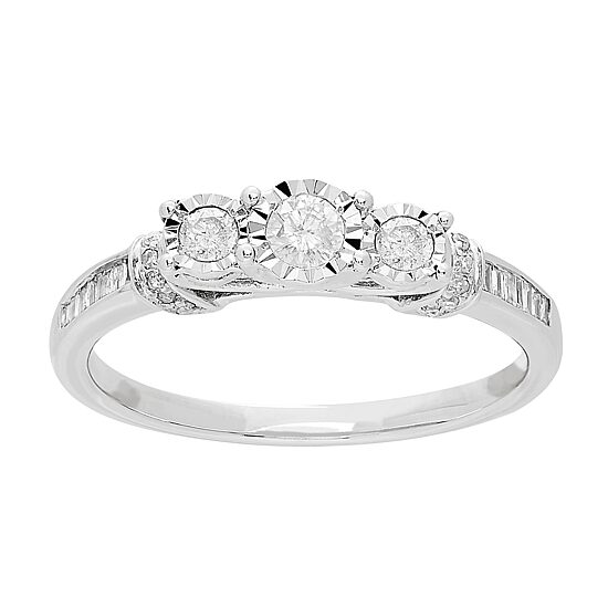 Womens 1/3 CT. T.W. Genuine White Diamond 10K Gold Engagement Ring