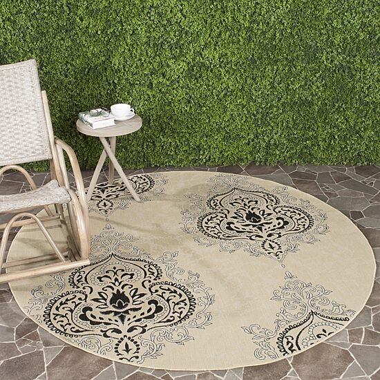 Safavieh Courtyard Collection Dedrick Medallion Indoor/Outdoor Round Area Rug