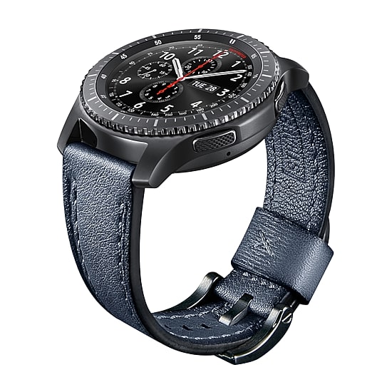 Samsung Galaxy 46mm Compatible Mens Blue Leather Watch Band Gp-R765breeaac