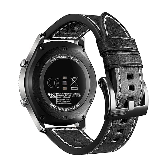 Samsung Galaxy 46mm Compatible Mens Black Leather Watch Band Gp-R765breeeaa