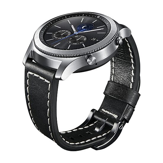 Samsung Galaxy 46mm Compatible Mens Black Leather Watch Band Gp-R765breeeaa