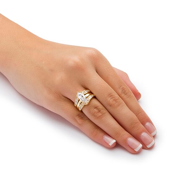 DiamonArt® Womens 3 1/2 CT. T.W White Cubic Zirconia 18K Gold Over Silver Diamond Bridal Set