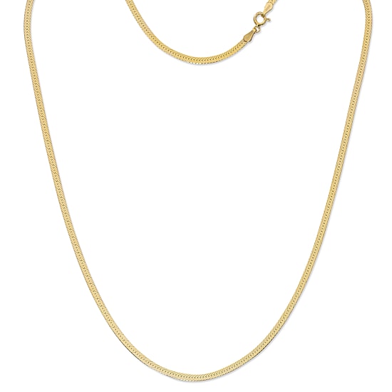 Made in Italy Womens 24K Gold Over Silver 20 Inch Herringbone Chain Necklace