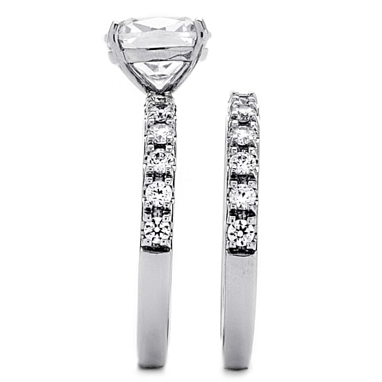 DiamonArt® Womens 2 1/2 CT. T.W. White Cubic Zirconia Platinum Over Silver Square Bridal Set