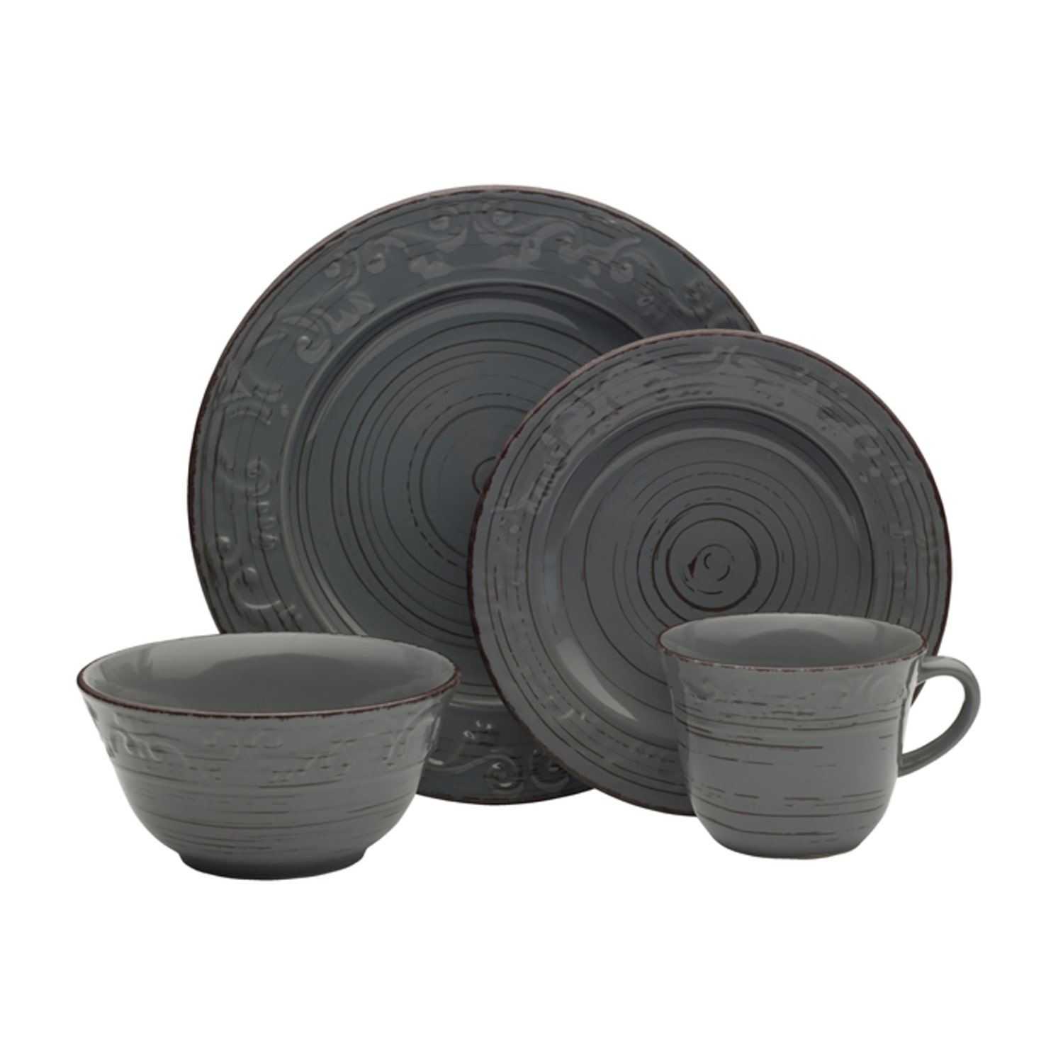 Pfaltzgraff Trellis Gray 16pc 16-pc. Stoneware Dinnerware Set