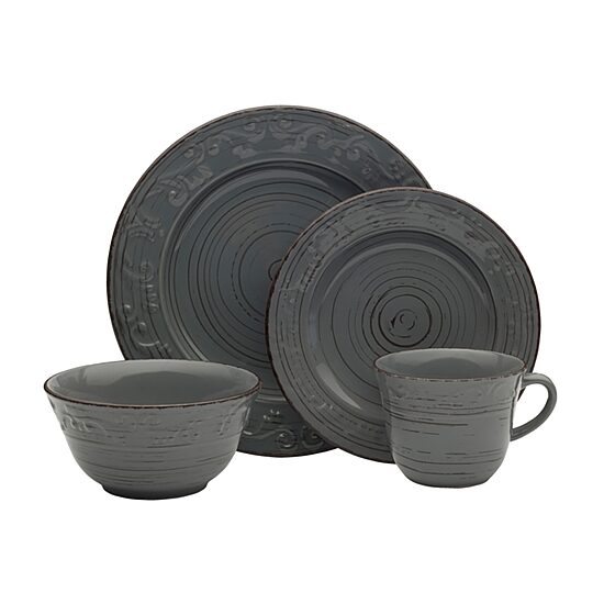 Pfaltzgraff Trellis Gray 16pc 16-pc. Stoneware Dinnerware Set