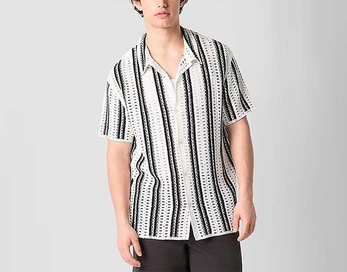 Arizona Mens Short Sleeve Button Front Sweater