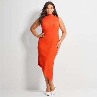 Ashley Graham Plus High-Low Sweater Dress