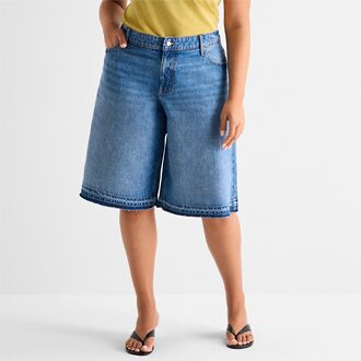 Ashley Graham Womens Plus Denim Short