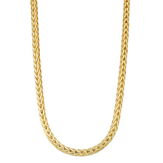 Mens 14K Gold Over Silver 20 Inch Wheat Chain Necklace