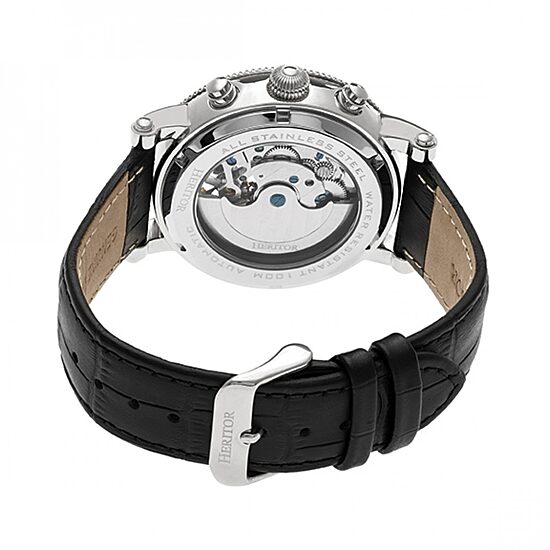 Heritor Automatic Winston Mens Automatic Black Leather Strap Watch Herhr5202