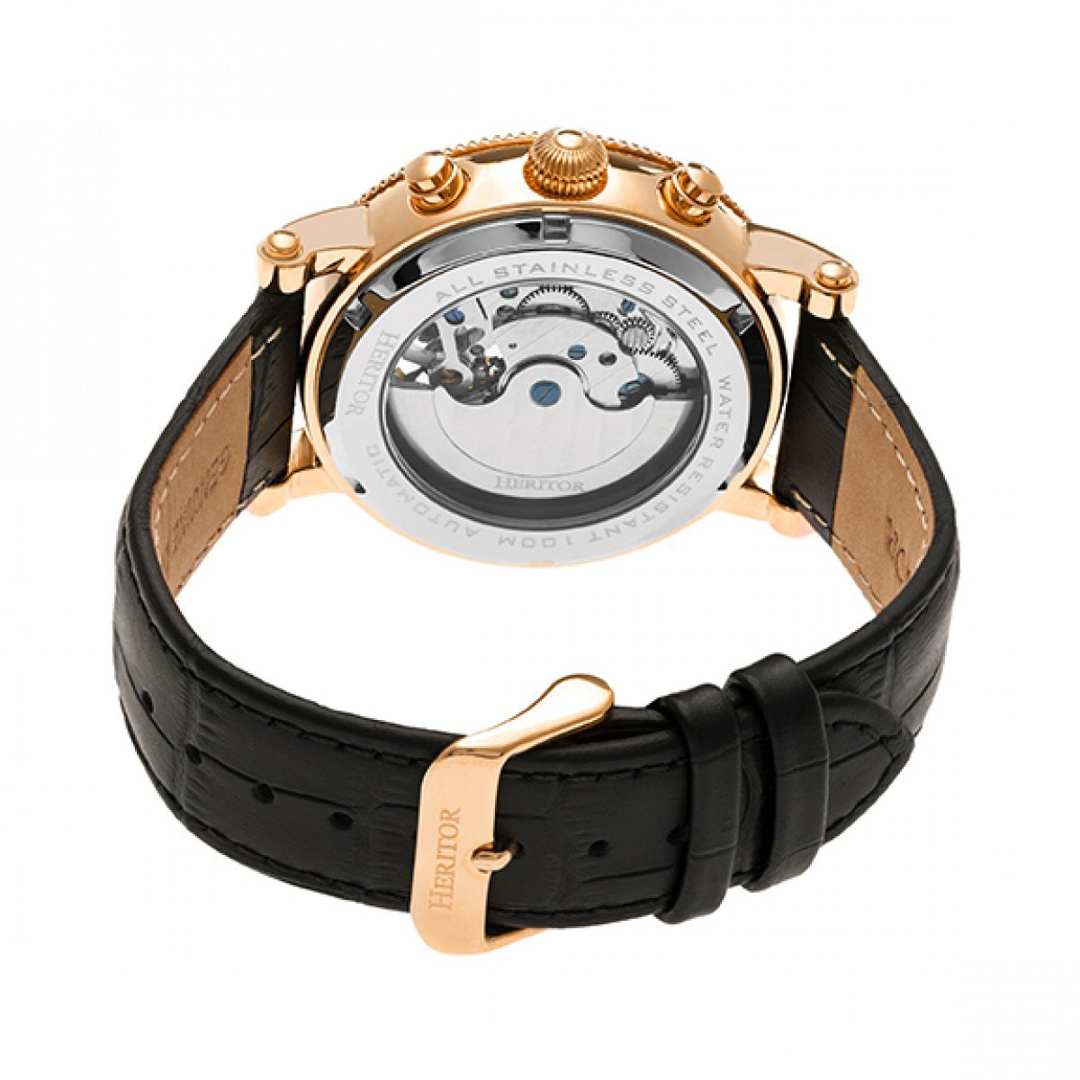 Heritor Automatic Winston Mens Automatic Black Leather Strap Watch Herhr5205