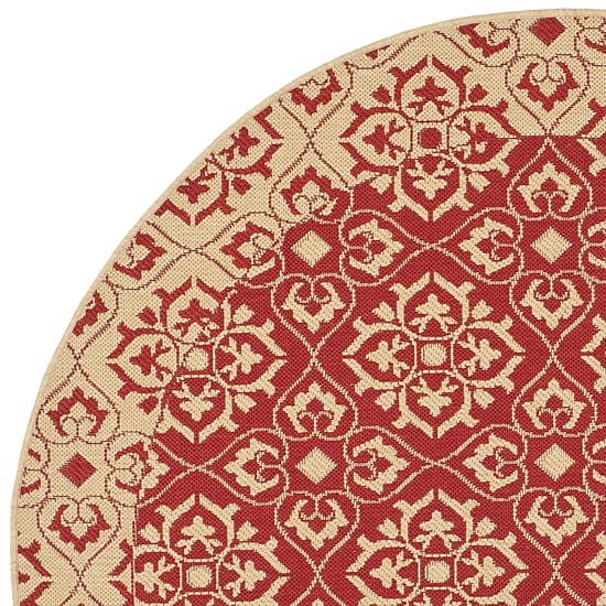 Safavieh Courtyard Collection Spots Oriental Indoor/Outdoor Round Area Rug