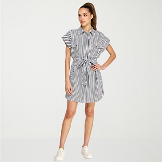 belle vie Womens Short Sleeve Shirt Dress