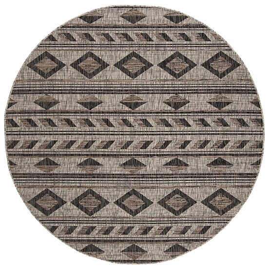 Safavieh Courtyard Collection Luana Geometric Indoor/Outdoor Round Area Rug