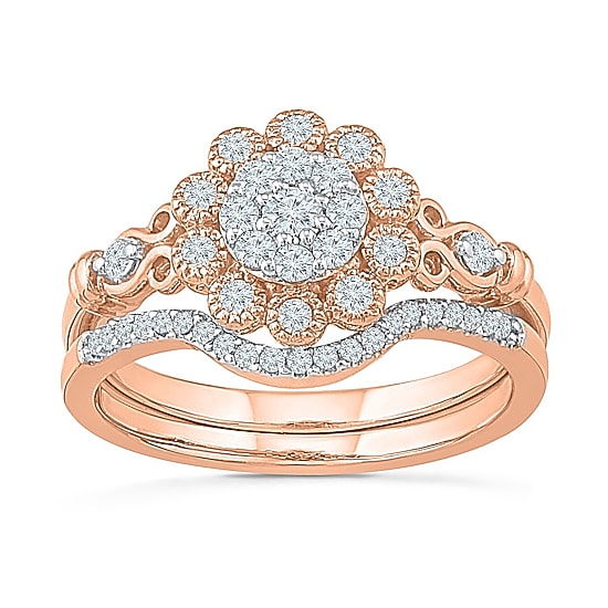Womens 3/8 CT. T.W. Natural White Diamond 10K Gold Round Bridal Set