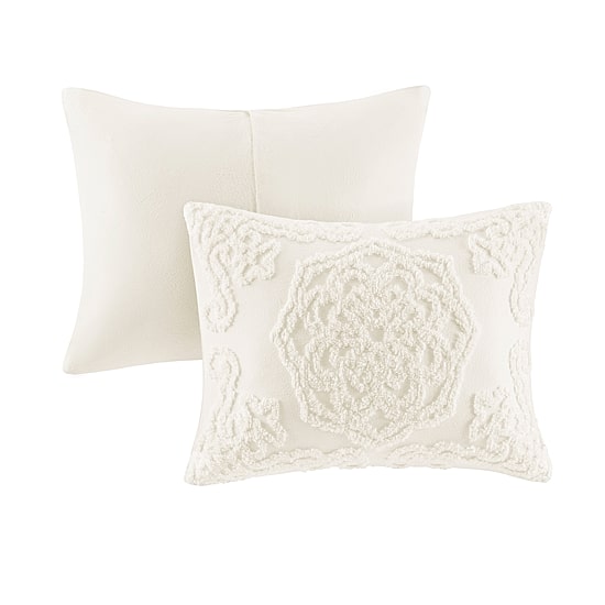 Madison Park Virginia Tufted Cotton Chenille Medallion Fringe Coverlet Set