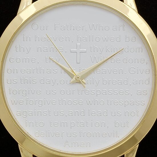 Steeltime Mens Lord's Prayer Black Strap Watch-998-011-W