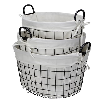 Cheungs Lined Oval Wire Baskets