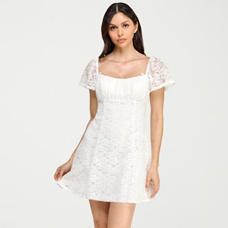 City Triangle Lace Fit + Flare Dress