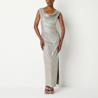 Connected Metallic Evening Gown