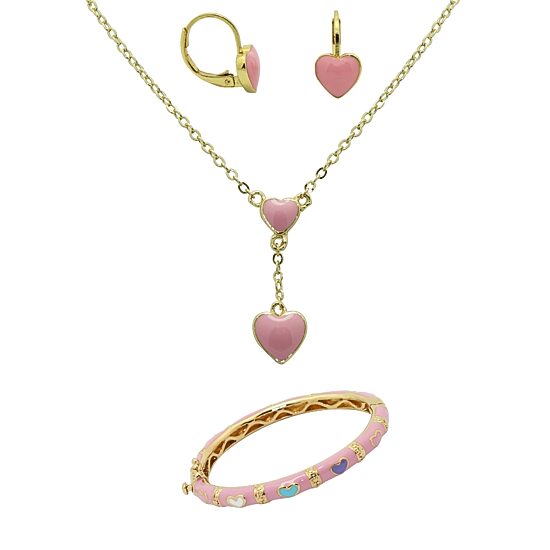 Girls 10K Gold Over Brass Heart 3-pc. Jewelry Set
