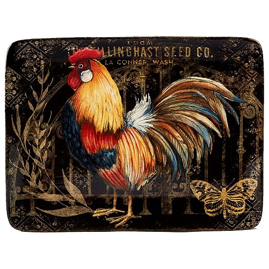 Certified International Gilded Rooster Ceramic Serving Platter