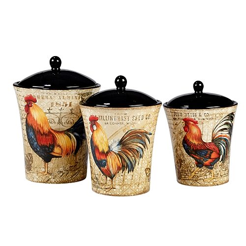Certified International Gilded Rooster 3-pc. Canister, One Size, Multiple Colors