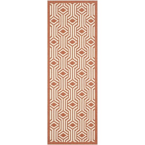 Safavieh Courtyard Collection Dorothy Geometric Indoor/Outdoor Runner Rug