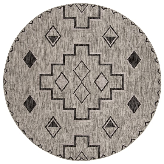 Safavieh Courtyard Collection Ambrose Geometric Indoor/Outdoor Round Area Rug