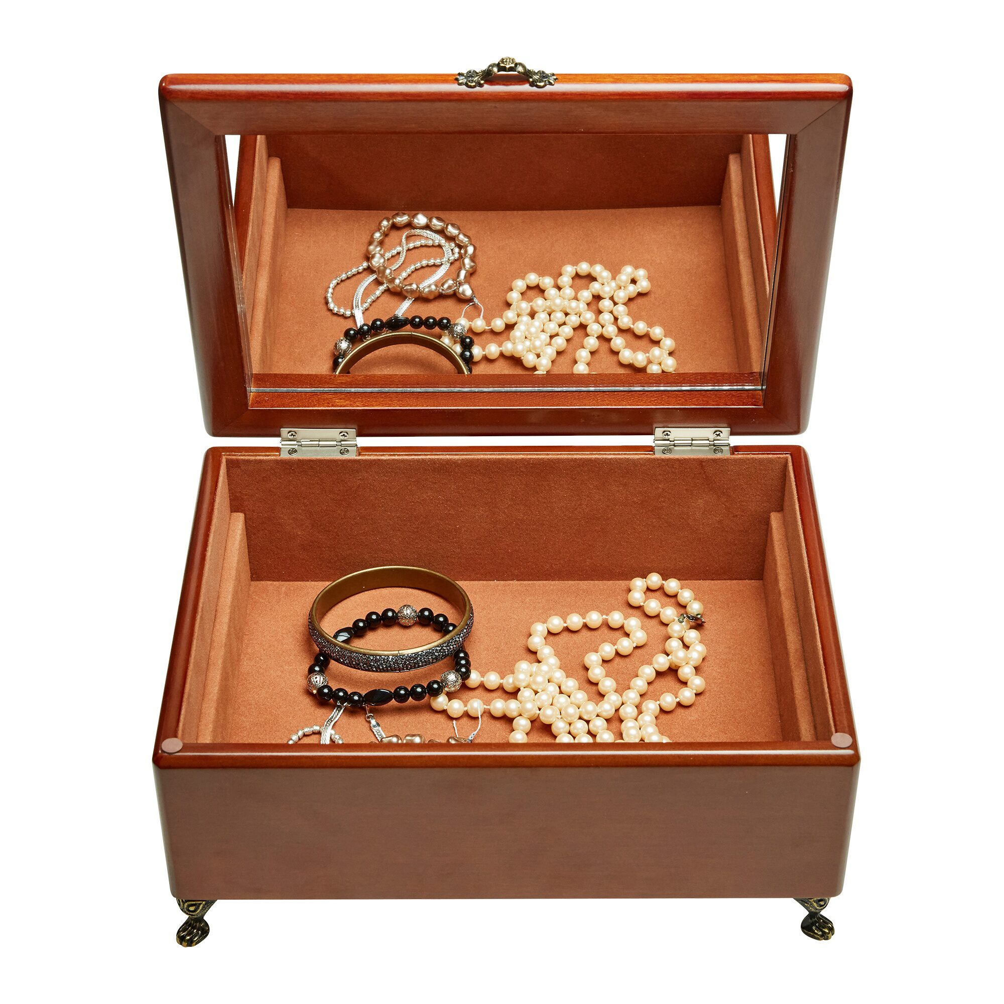 Mele and Co Kinsley Walnut-Finish Jewelry Box
