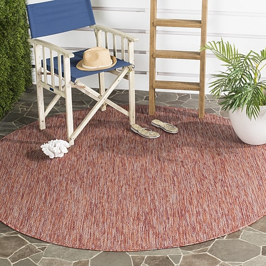 Safavieh Courtyard Collection Monroe Stripe Indoor/Outdoor Round Area Rug