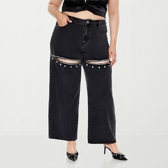F21 Rhinestone Cutout Jeans
