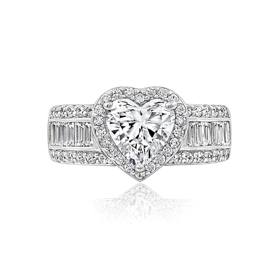 DiamonArt® Womens White Cubic Zirconia Sterling Silver Engagement Ring