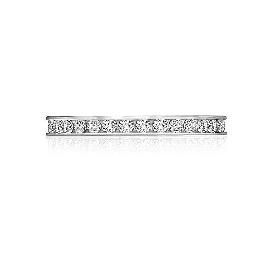 Diamonart® Cubic Zirconia Sterling Silver Eternity Band Ring